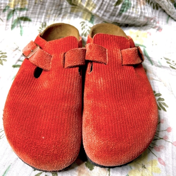 Birkenstock Boston Pink Red Corduroy Clogs Women’s Size EU 39 is US 8/8.5 - Picture 8 of 9